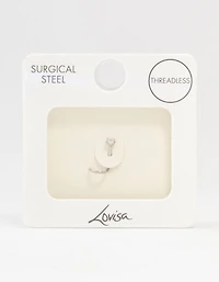 Surgical Steel Single Cubic Zirconia Threadless Nose Stud