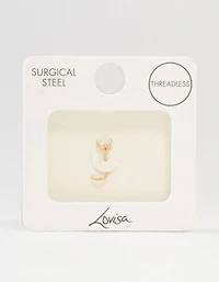 Gold Plated Surgical Steel Butterfly Threadless Nose Stud