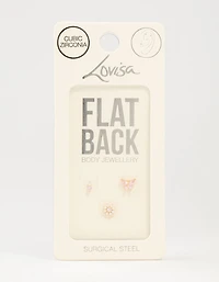Gold Plated Surgical Steel Butterfly & Flower Flat Backs 3-Pack