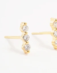 Gold Plated Sterling Silver Cubic Zirconia Bar Earrings