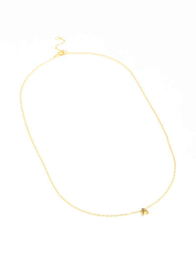Gold Plated Sterling Silver Letter  A Necklace