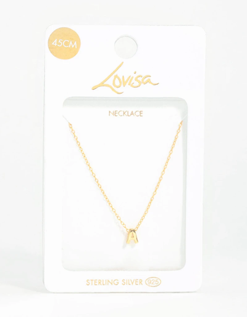 Gold Plated Sterling Silver Letter  A Necklace