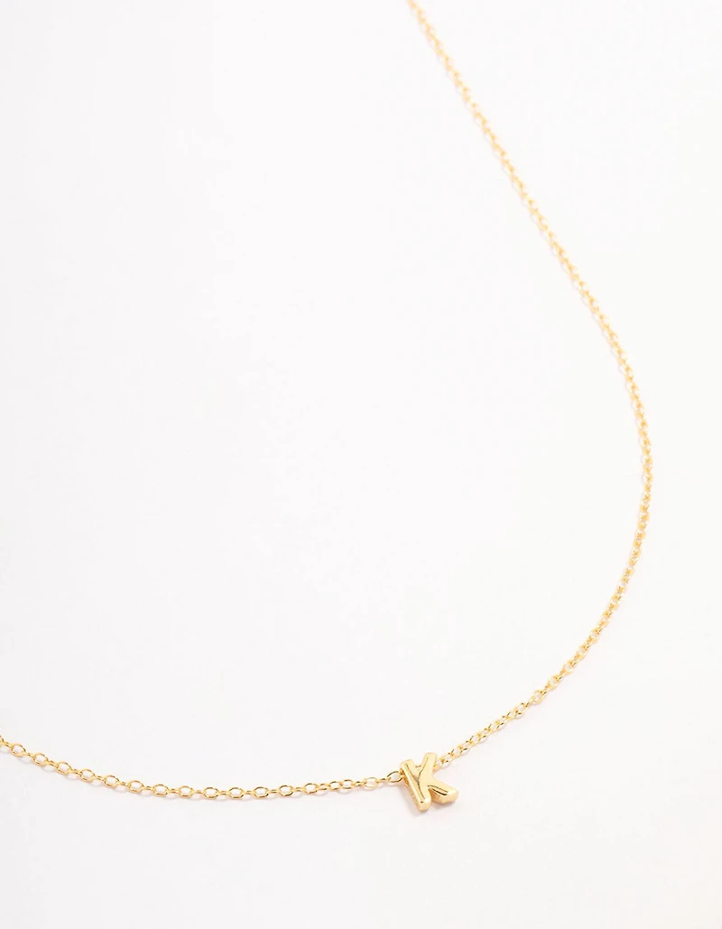 Gold Plated Sterling Silver Letter  K Necklace