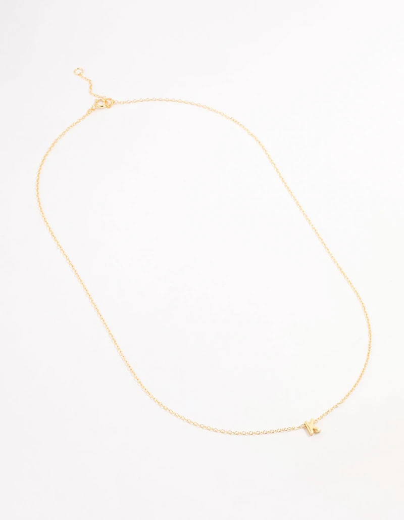 Gold Plated Sterling Silver Letter  K Necklace