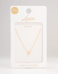 Gold Plated Sterling Silver Letter  K Necklace