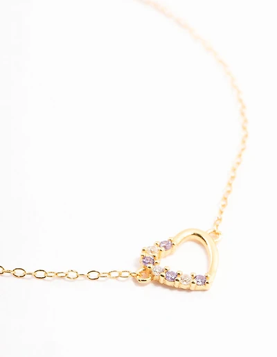 Gold Plated Sterling Silver Cubic Zirconia Heart Bracelet