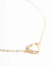 Gold Plated Sterling Silver Cubic Zirconia Heart Bracelet