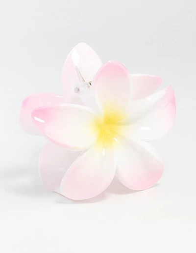 White Frangipani Flower Claw Clip