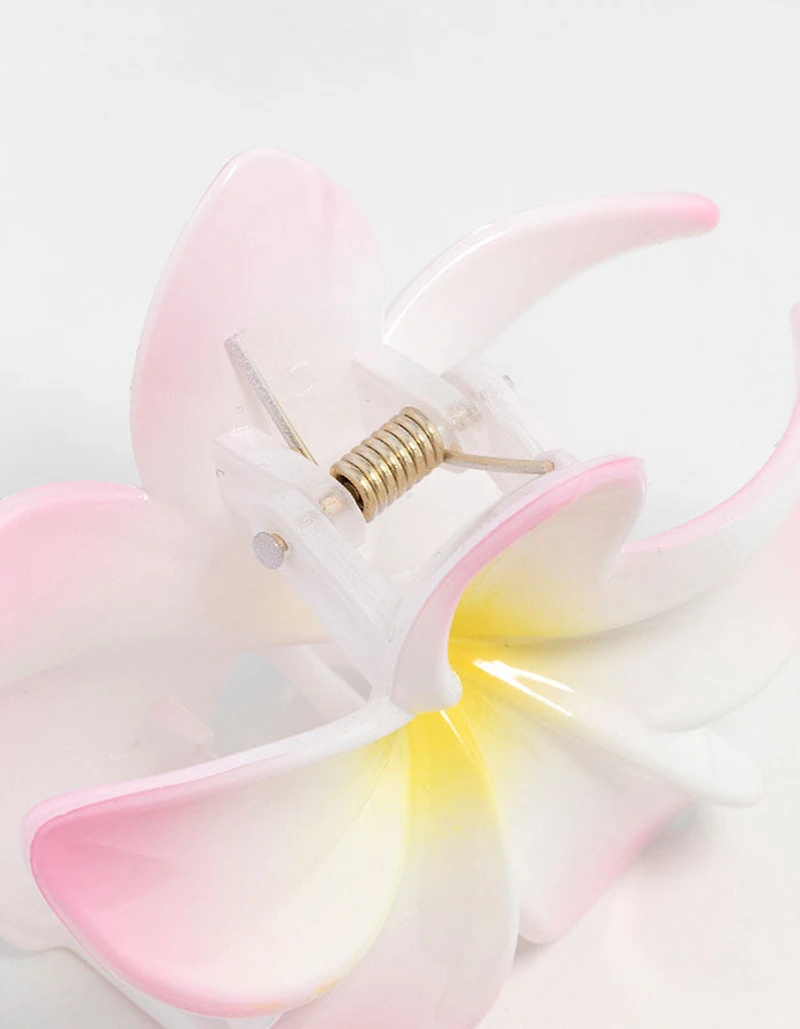 White  Frangipani Flower Claw Clip
