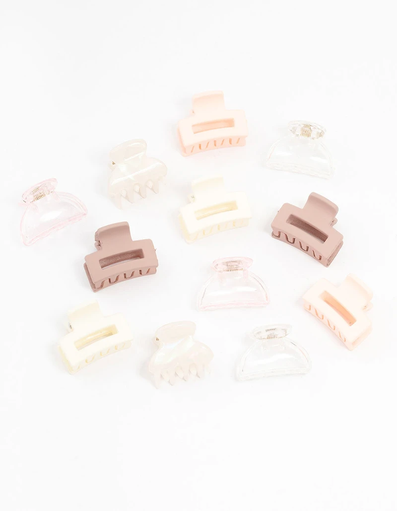 Mini pinces à cheveux Blush & ivoire en pack de 12