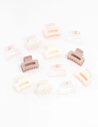 Mini pinces à cheveux Blush & ivoire en pack de 12