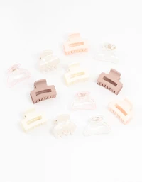 Mini pinces à cheveux Blush & ivoire en pack de 12