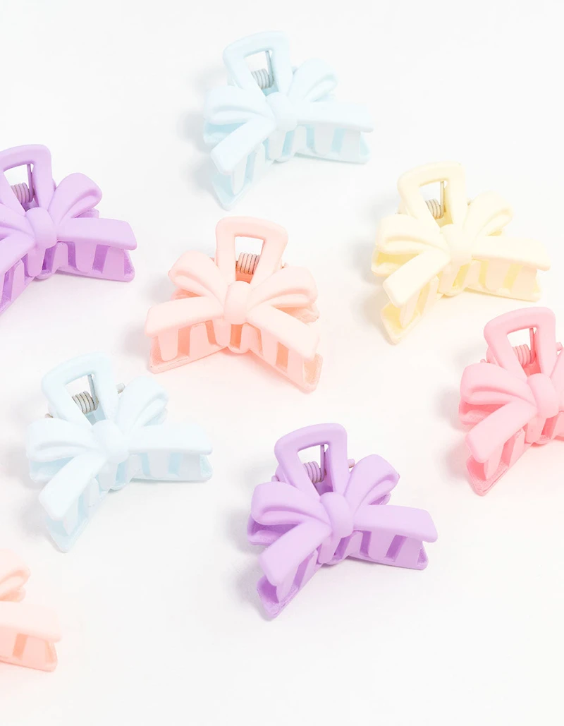 Mini Matte Bow Cut Out Hair Clips 10-Pack