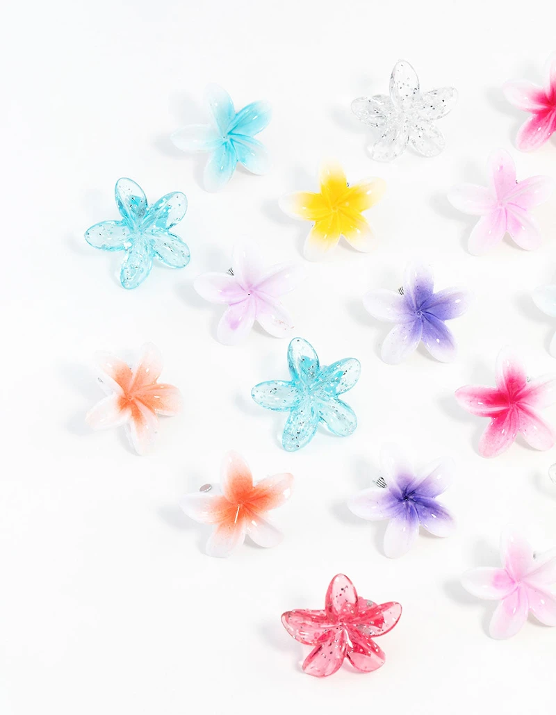 Mini Frangipani Flower Hair Clips 10-Pack