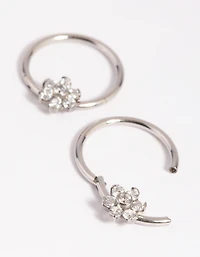 Surgical Steel Small Flower Hoop Earrings