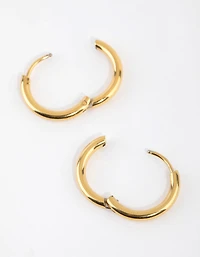 Gold Plated Surgical Steel Medium Polished Hoop Earrings