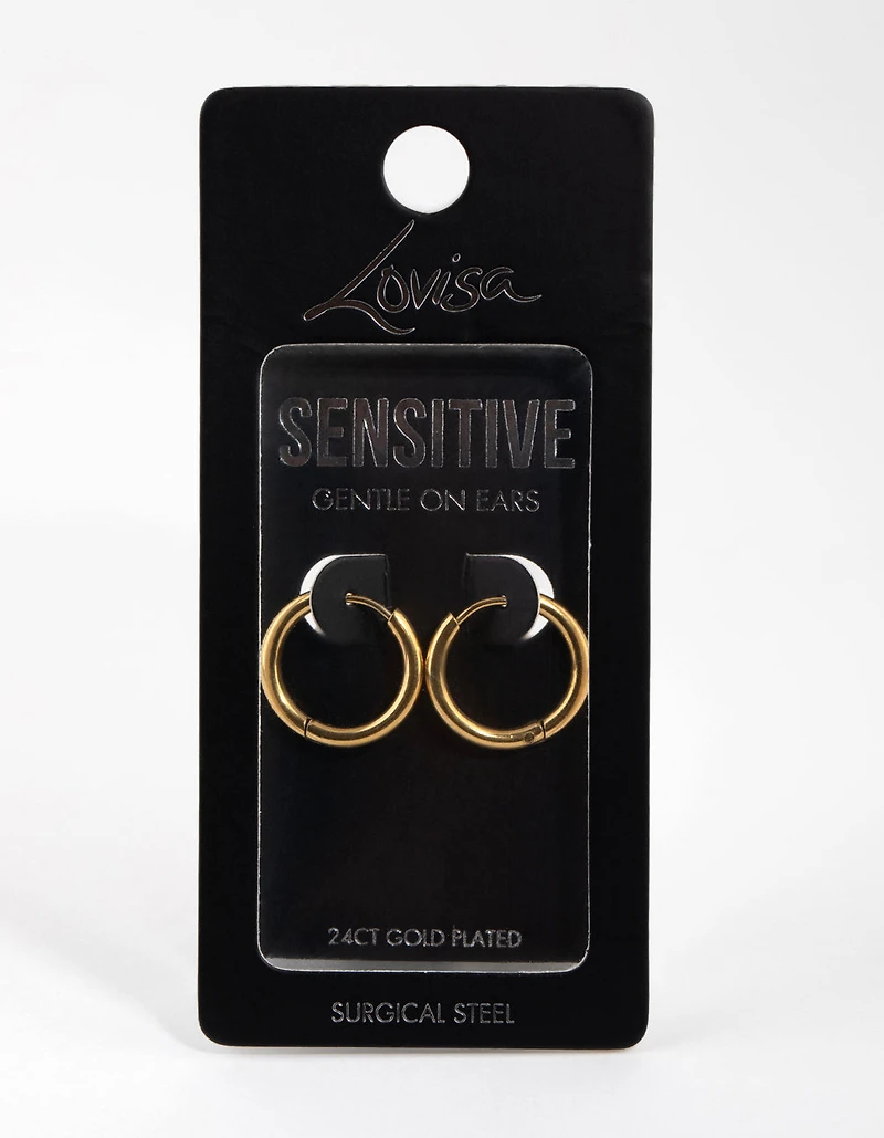 Gold Plated Surgical Steel Medium Polished Hoop Earrings