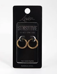 Gold Plated Surgical Steel Medium Polished Hoop Earrings