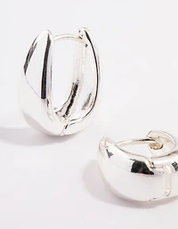 Silver Plated Bold Taper Hoop Earrings