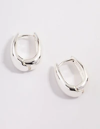 Silver Plated Bold Taper Hoop Earrings