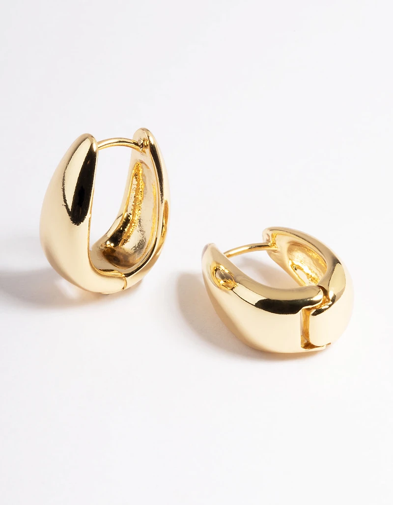 Gold  Plated  Bold Taper Hoop Earrings