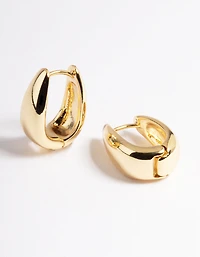 Gold  Plated  Bold Taper Hoop Earrings