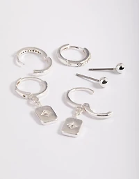Silver Plated  Celestial Plate Earrings 6-Pack