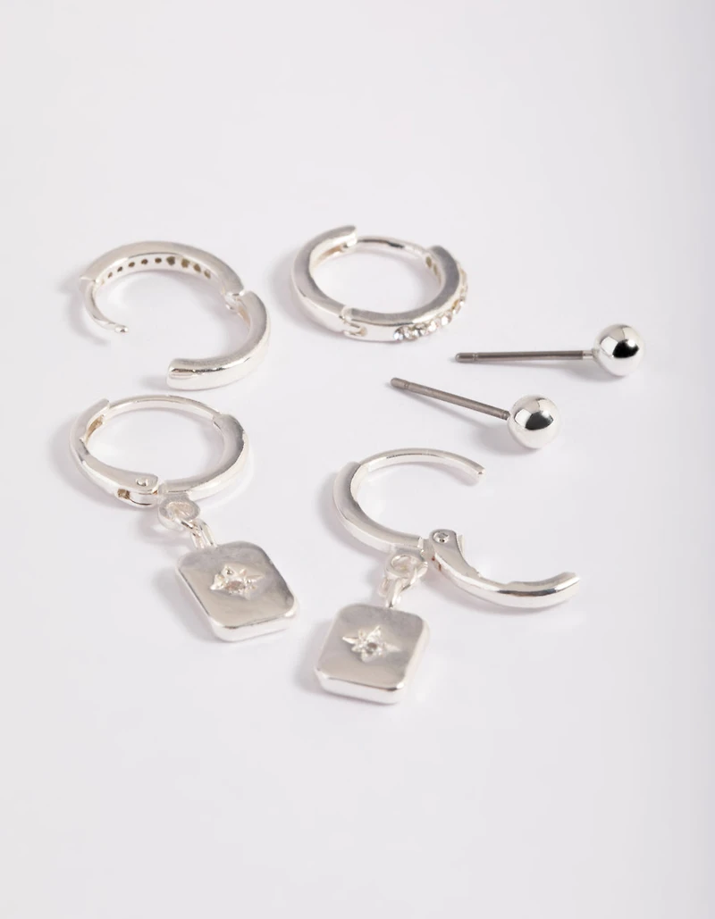 Silver Plated  Celestial Plate Earrings 6-Pack