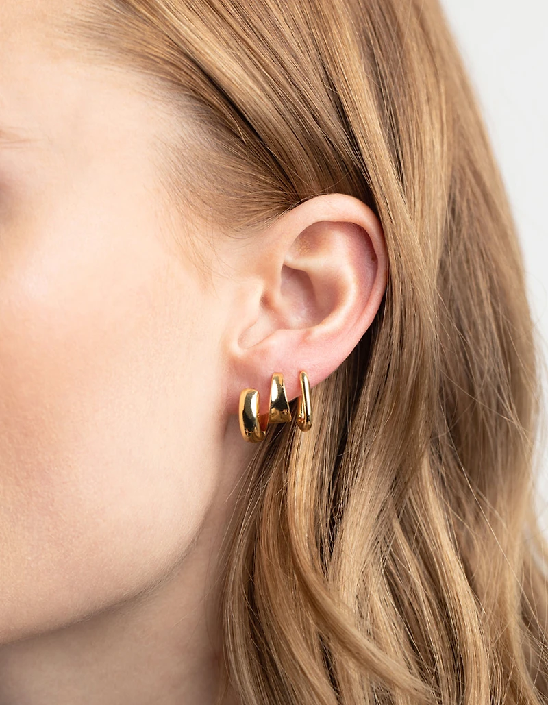 Gold Plated Basic Huggie Earrings 6-Pack