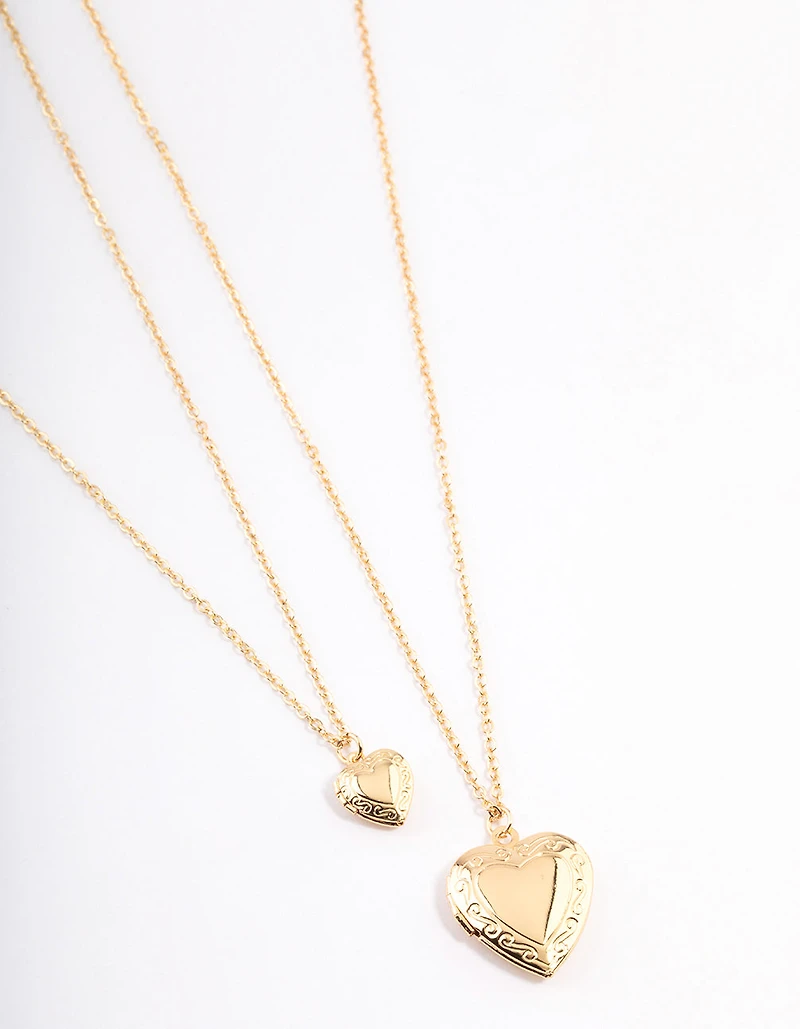 Gold Plated Hearts Necklaces 2-Pack