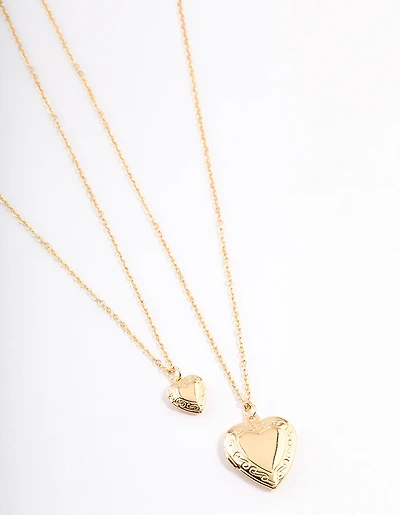 Gold Plated Hearts Necklaces 2-Pack