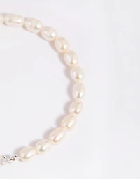 Silver Plated Pearl T & O Bracelet