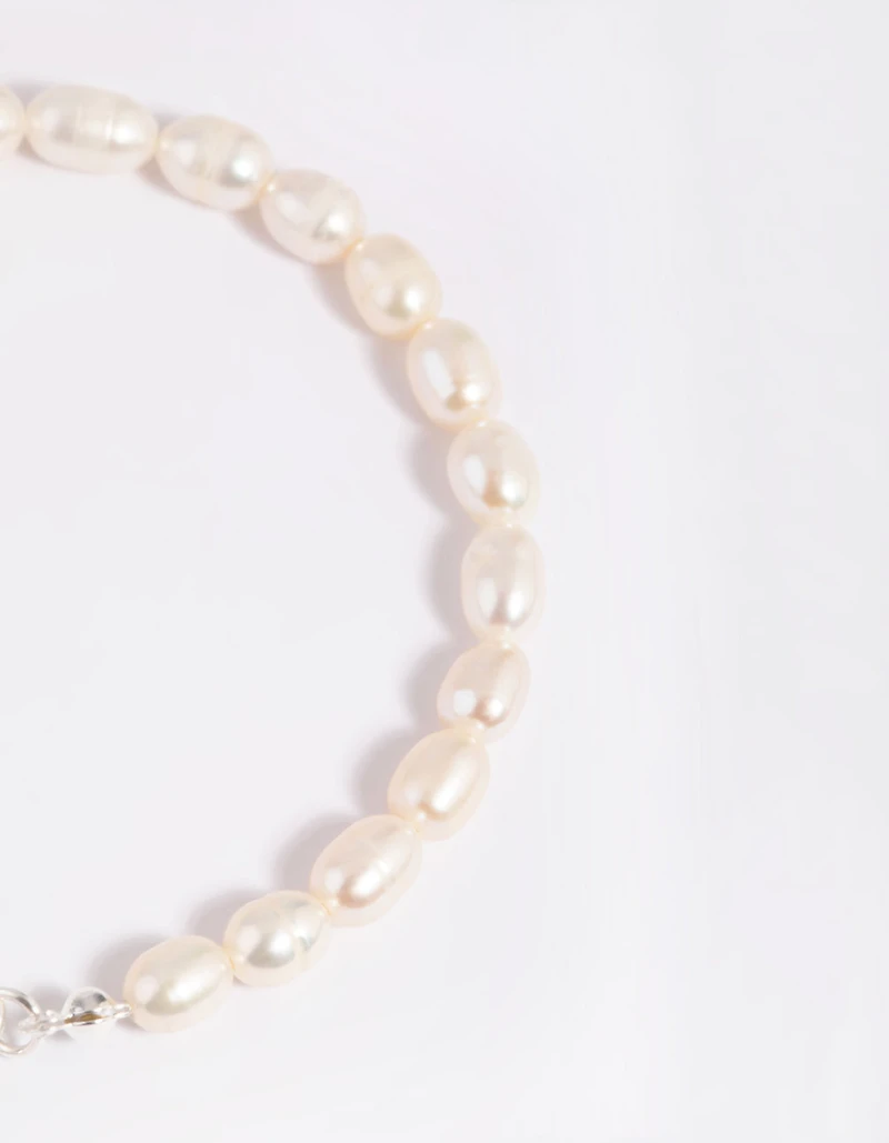 Silver Plated Pearl T & O Bracelet