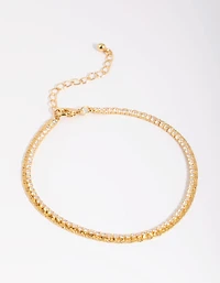 Gold Plated Cubic Zirconia Cupchain Tennis Anklet