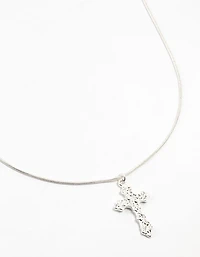 Silver Plated Round Snake Chain Ornate Necklace