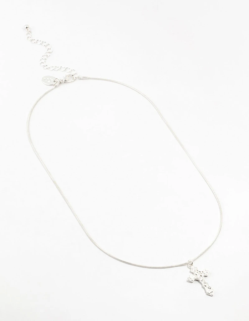 Silver Plated Round Snake Chain Ornate Necklace