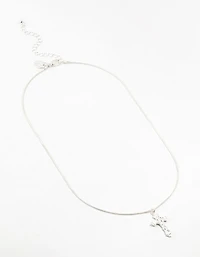 Silver Plated Round Snake Chain Ornate Necklace