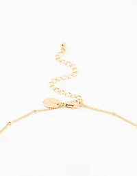 Gold Plated Diamante Heart Mary Necklace & Stud Earrings Set