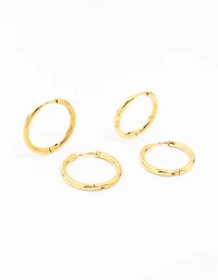 Waterproof Gold Plated Stainless Steel Mini Hoop Earrings 2-Pack