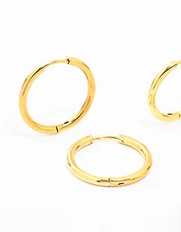 Waterproof Gold Plated Stainless Steel Mini Hoop Earrings 2-Pack