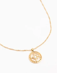 Waterproof Gold Plated Stainless Steel Compass Pendant Necklace