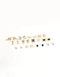 Gold Mixed Creatures Earrings 12-Pack