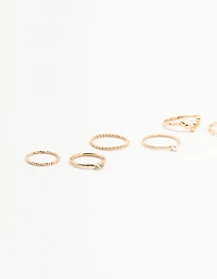 Gold Thin Mixed Stacking Rings 8-Pack