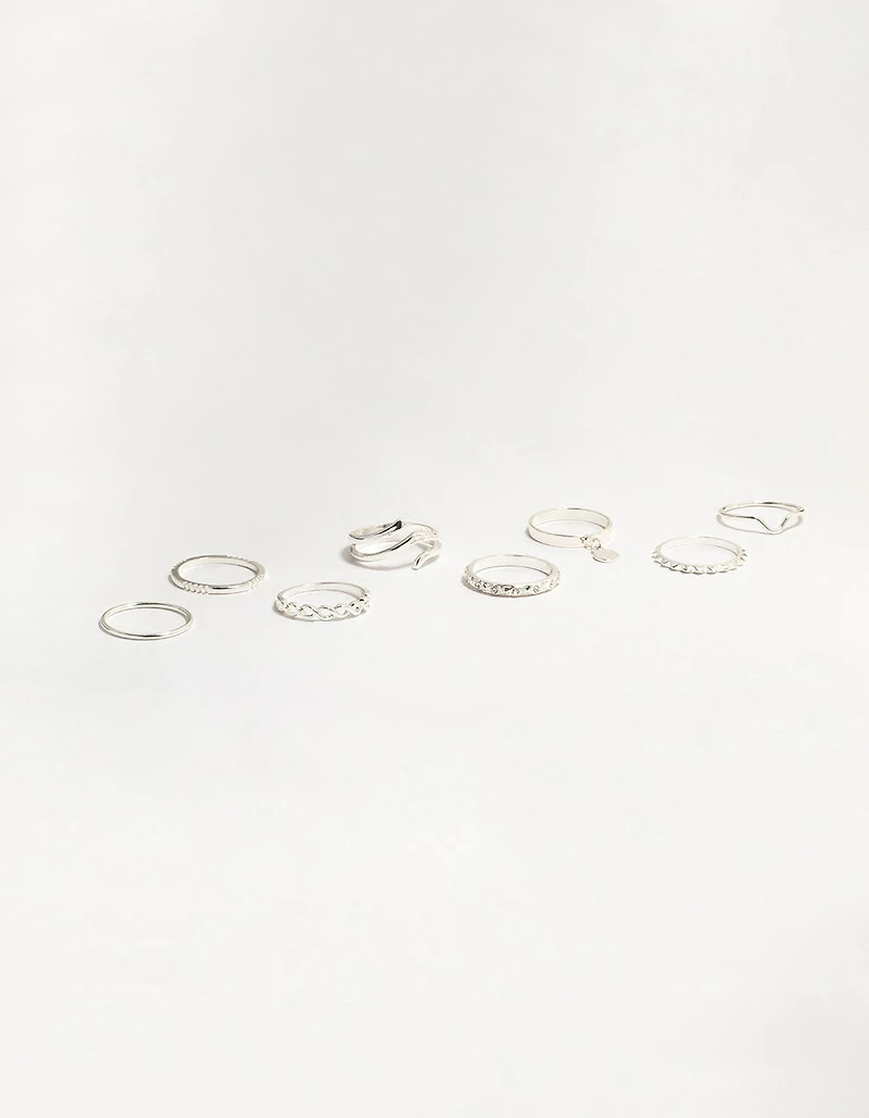 Silver Swirl Mixed Stacking Rings 8-Pack