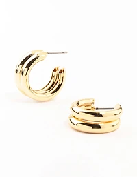 Gold Double Strand Bubble Hoop Earrings