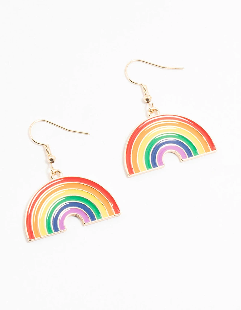 Boucles d’oreilles tombantes en acrylique arc-en-ciel en or