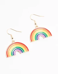 Boucles d’oreilles tombantes en acrylique arc-en-ciel en or