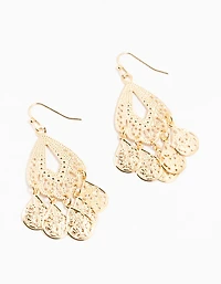 Gold Teardrop Dreamcatcher Drop Earrings