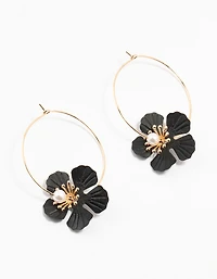 Boucles d’oreilles en forme de cerceau en perles texturées dorées et noires