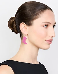 Pink Acrylic Cowboy Drop Earrings